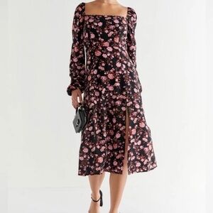 Miami Black and Pink Floral Long Sleeve Dress